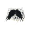 STARTEXCEEDEND Gothic Angel Wings Denim Shorts – Distressed Acid Wash Fringed Hot Pants for Women Streetwear