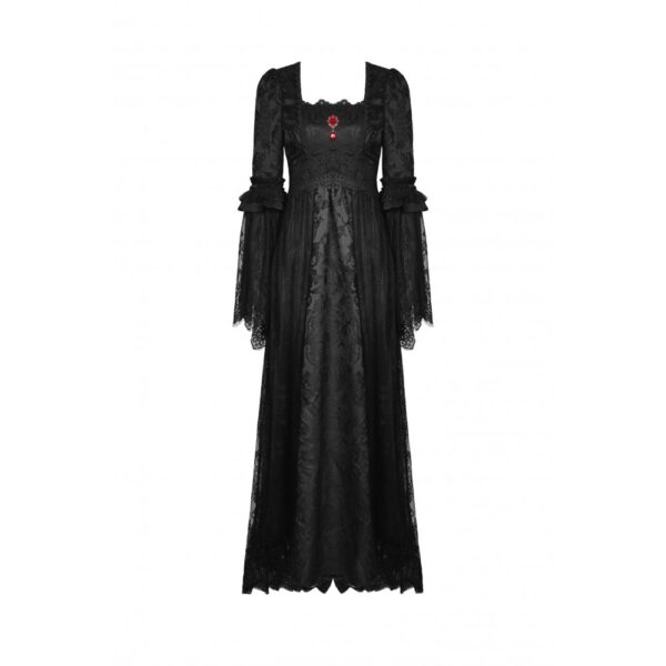 3656fd385ad22c12fdf50ae23e500704.image.664x1000 Gothic Court Embroidered Lace Maxi Dress – Vintage Dark Romantic Lace-Up Bell Sleeve Floor-Length Gown