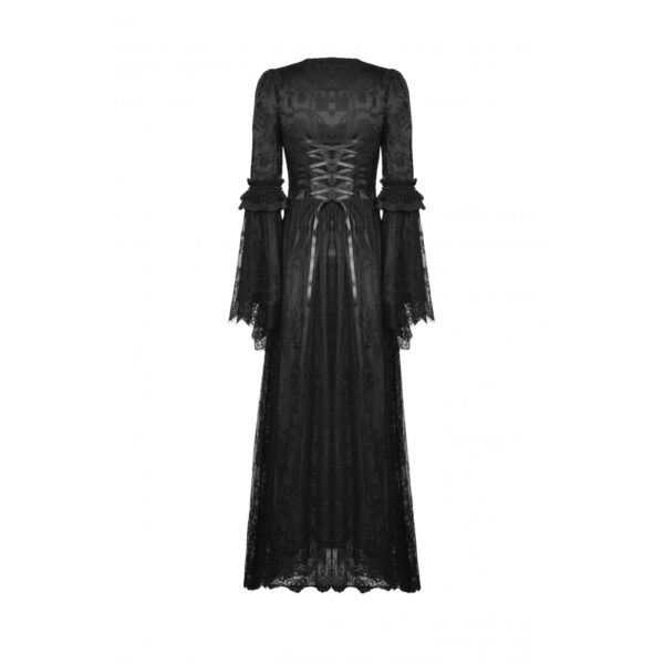 7576528028571e2b48eb7924aae3ab84.image.664x1000 Gothic Court Embroidered Lace Maxi Dress – Vintage Dark Romantic Lace-Up Bell Sleeve Floor-Length Gown