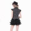 Dark in Love Gothic Striped Sleeveless Blouse – Vintage Ruffled Lapel Bowknot Corset Top for Women (IW152)