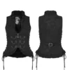 PUNK RAVE Gothic Ruffle Edge Laced Vest (WY-1924MJF) – Black Jacquard Corset Waistcoat for Women