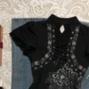 Vintage Floral Printed Grommet Lace-Up Short-Sleeve Top – Chinese Style Keyhole Stand Collar Slim Fit Blouse