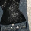 Vintage Floral Printed Grommet Lace-Up Short-Sleeve Top – Chinese Style Keyhole Stand Collar Slim Fit Blouse