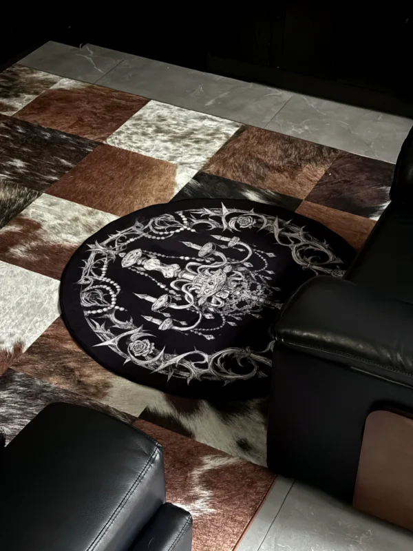 Neohub Gothic Candle Chandelier Area Rug – Dark Academia Faux Cashmere Bedroom Floor Mat Decor