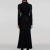 PUNK RAVE Women's Dark Gothic Lace-Up Maxi Dress – Vintage Punk Corset Floor-Length Gown WQ-653