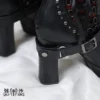 Lacy Bones Gothic Cross Ankle Boots – Dark Subculture Crimson Mesh Platform High Heel Ankle Boots