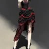 Sweet Vow Original Bone Flower Gothic Lolita 3-Piece Set – Corset Camisole, Bustle Short Skirt & Mermaid Long Skirt
