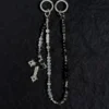 404BLOCK Beaded Cross Pant Chain – Handmade Gothic Y2K Beaded Keychain & Pants Waist Accessories for Streetwear Cleanfit