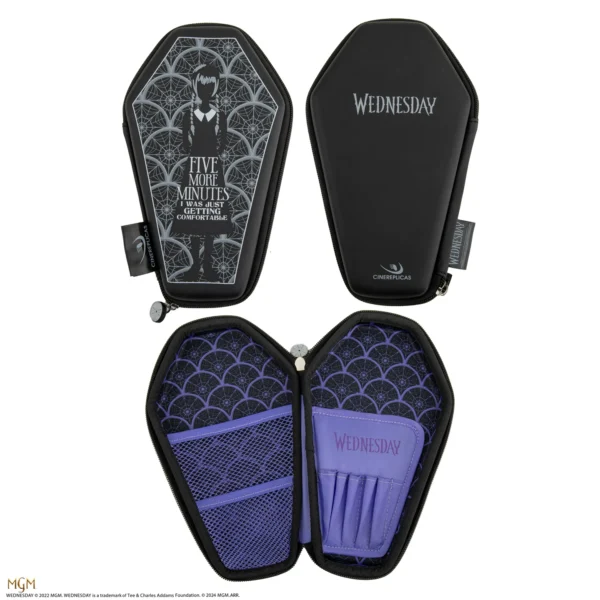 Official Wednesday Addams Coffin Pencil Case Stationery Set – Nevermore Academy Gothic Notebook, Ruler, Pencil & Eraser Kit