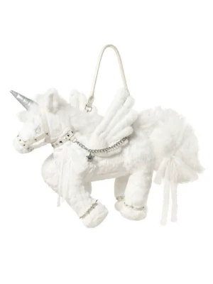 CFIERCE Gothic Unicorn Plush Crossbody Handbag – Y2K Punk Winged Pegasus Shoulder Bag
