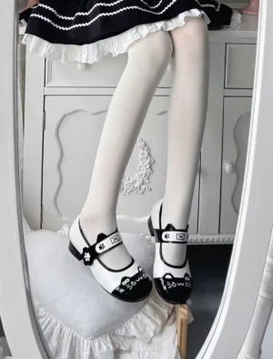 Japanese Kawaii Cat Paw Lolita Shoes – Cute Round Toe Low Block Heel Mary Jane Shoes for Women