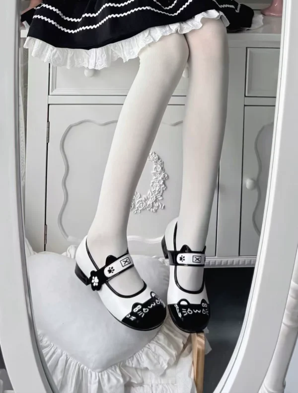 Japanese Kawaii Cat Paw Lolita Shoes – Cute Round Toe Low Block Heel Mary Jane Shoes for Women