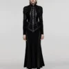 PUNK RAVE Women's Dark Gothic Lace-Up Maxi Dress – Vintage Punk Corset Floor-Length Gown WQ-653