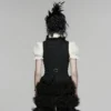 PUNK RAVE Gothic Ruffle Edge Laced Vest (WY-1924MJF) – Black Jacquard Corset Waistcoat for Women