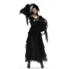Women's Gothic Vintage Bell Sleeve Cropped Shrug – Lace Trim Front Buckle Bolero Jacket Top