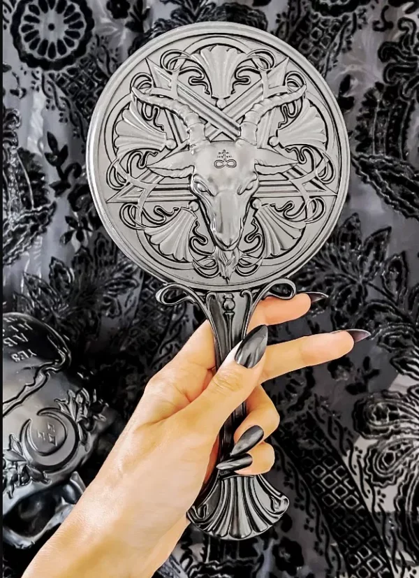 KILLSTAR Lord Of Night Handheld Mirror – Dark Gothic Baphomet Pentagram Hand Mirror