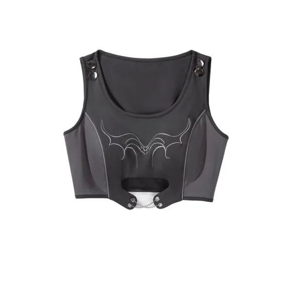 Infinite War Zone Cyberpunk Techwear Lolita 3-Piece Set – Crop Tank Top, Sheer Mesh Outer Jacket & Tactical Cargo Pants