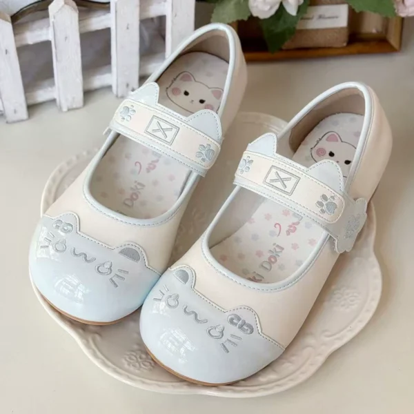 Japanese Kawaii Cat Paw Lolita Shoes – Cute Round Toe Low Block Heel Mary Jane Shoes for Women