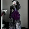 O1CN01Ko2V8u1WN0BS5x1zf_!!2210441602775 Gothic Cathedral Stained Glass Hanfu Fusion Pleated Horse-Face Skirt Set – Vintage Dark Velvet Corset Overskirt Outerwear Ensemble