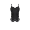 DARK IN LOVE TW686 Gothic Metal Buckle Strap Cinch Camisole – Sheer Lace Patchwork Bustier Top