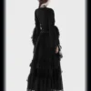 Women's Gothic Vintage Bell Sleeve Cropped Shrug – Lace Trim Front Buckle Bolero Jacket Top