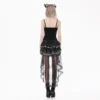 DARK IN LOVE TW686 Gothic Metal Buckle Strap Cinch Camisole – Sheer Lace Patchwork Bustier Top