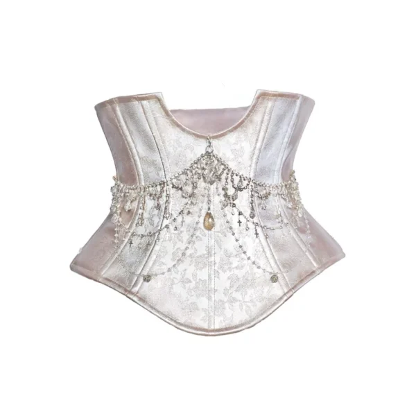 Moonlight Spirit Jacquard Crystal Rhinestone Corset Belt – Ethereal Fairycore Boned Waist Cincher