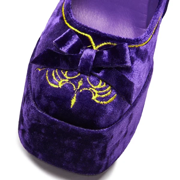 SEO Product TitleKoi Footwear Purple Velvet Bow Mary Jane Platform Heels – Gothic Embroidered Cross Lolita Shoes