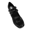 Koi Footwear Black Studded Double Strap Mary Jane Platform Heels – Gothic Chunky Vegan Leather Shoes