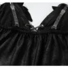NO ROMANCE Vintage Court Knight Angel Wings Faux Suede Corset Top – Gothic Lace-Up Strapless Bustier Camisole for Women