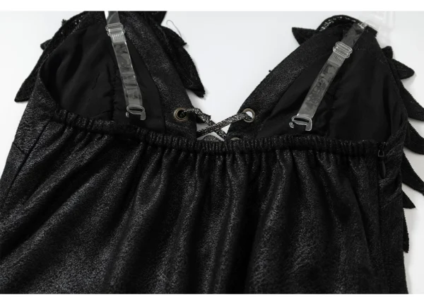 NO ROMANCE Vintage Court Knight Angel Wings Faux Suede Corset Top – Gothic Lace-Up Strapless Bustier Camisole for Women