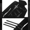 CroixDragon Gothic Sword Print High Collar Buckled Top – Darkwear Asymmetric Strapped Tunic Jacket for Unisex