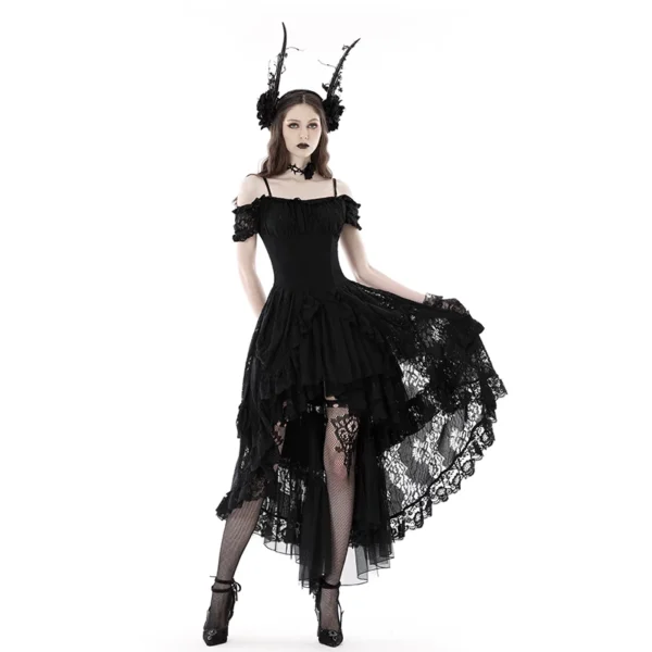 O1CN01YEOHyY1YcgipbCboK_260013080 Gothic Elegant Lady Lace Dovetail High-Low Dress – Vintage Off-Shoulder Corset Lace-Up Evening Dress for Women (DW798)