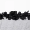 PUNK RAVE Gothic Feather & Floral Mesh Veil (WS-731FSF) – Black Sheer Cathedral Veil Accessory for Halloween & Cosplay