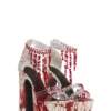 Trickz N' Treatz Blood Splatter Beaded Platform Sandals – Gothic Halloween Chunky High Heel Shoes for Women