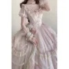 Layla's Secrets Vintage Pink Lolita Wedding Ball Gown - Ruffled Lace Corset Princess Dress for Evening Galas, Birthdays & Ceremonies