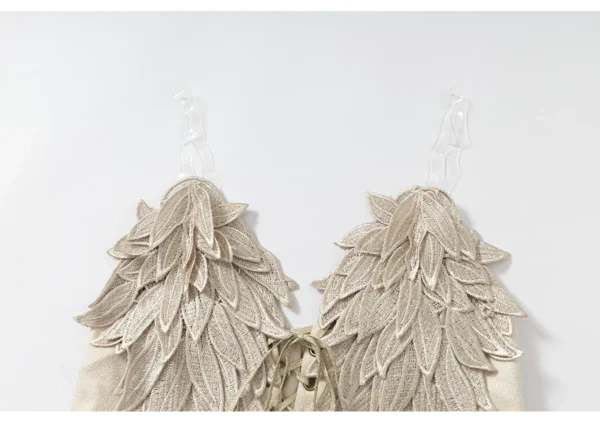 NO ROMANCE Vintage Court Knight Angel Wings Faux Suede Corset Top – Gothic Lace-Up Strapless Bustier Camisole for Women