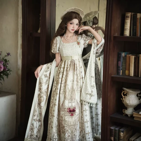 O1CN01fAwqgJ1YRhV3WJCik_!!655493056 Sacred Coronation Elegant Rococo Lolita OP Dress Set – Vintage Court Baroque One-Piece Dress & Cape Shawl Set