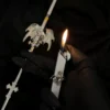 Handmade Gothic Fallen Angel Cigarette Holder Set – Vintage Bat Wing & Cross Prop Accessories for Cosplay & Photoshoots