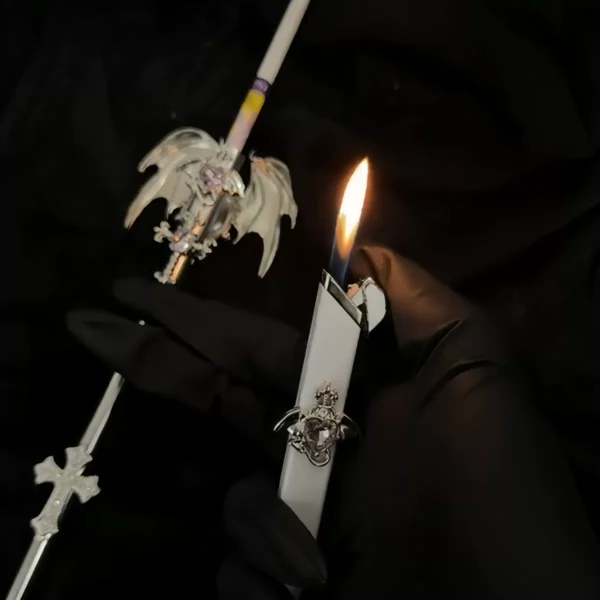 Handmade Gothic Fallen Angel Cigarette Holder Set – Vintage Bat Wing & Cross Prop Accessories for Cosplay & Photoshoots
