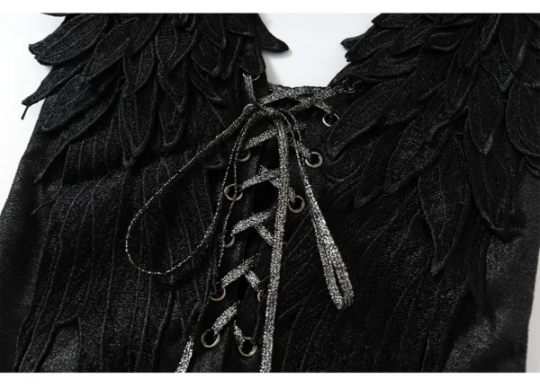 NO ROMANCE Vintage Court Knight Angel Wings Faux Suede Corset Top – Gothic Lace-Up Strapless Bustier Camisole for Women