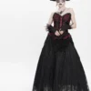 EVA LADY Gothic Dark Victorian Beaded Lace Maxi Skirt – Elegant Heavy Craft Vintage Black Purple Long Skirt ESKT067