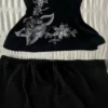 Y2K Vintage Floral Graphic Cami Top – Gothic V-Neck Spaghetti Strap Slim Fit Corset-Style Tank Top