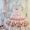 Sweet Strawberry Berry Bear Lolita JSK Dress – Original Japanese Kawaii Suspender Overall Dress