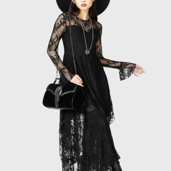 KILLSTAR Lady Arachne Handbag – Dark Gothic Velvet & Faux Leather Shoulder Bag