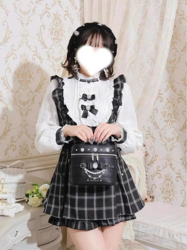NOEMIE Kawaii Bow Vanity Trunk Bag – Japanese Lolita Ribbon Pearl Crossbody & Handbag
