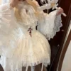 Cross & Thorns Gothic High-Low Lace Lolita Set – Chiffon Blouse, Corset Skirt & Detachable Princess Sleeves