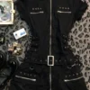 Gothic Zip-Up Black Mini Dress – Dark Academic Buckle Strap Short-Sleeve Corset Dress