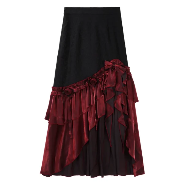 Sweet Vow Original Bone Flower Gothic Lolita 3-Piece Set – Corset Camisole, Bustle Short Skirt & Mermaid Long Skirt