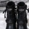 Lacy Bones Gothic Cross Ankle Boots – Dark Subculture Crimson Mesh Platform High Heel Ankle Boots